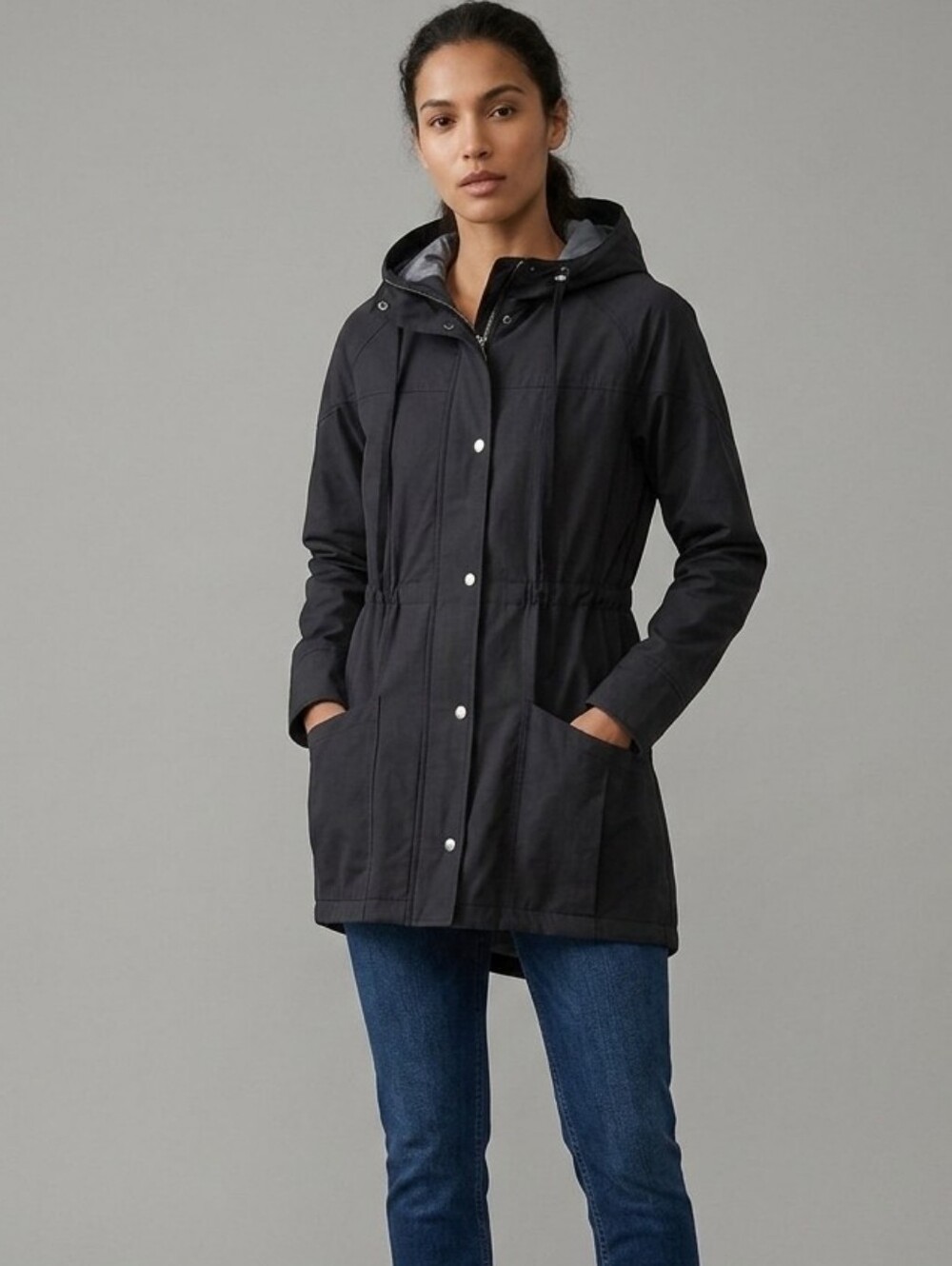 Plenty PGD Black Anorack Jacket Water Resistant Hood Quilted Lining
